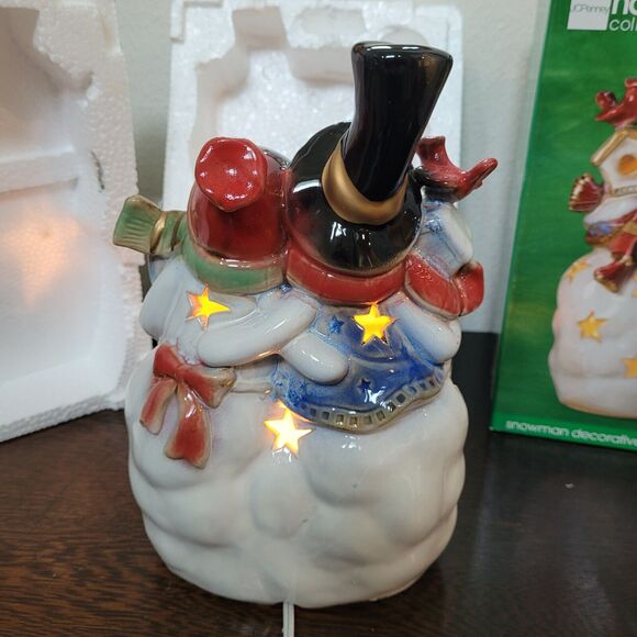 Lighted Snowman Accent Light Decor Couple JC Penny Home Collection Porcelain - Picture 7 of 14